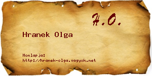 Hranek Olga névjegykártya